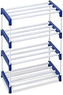 Ebee 8 Pair Plastic Shoe Stand (Blue, 4 Shelves)