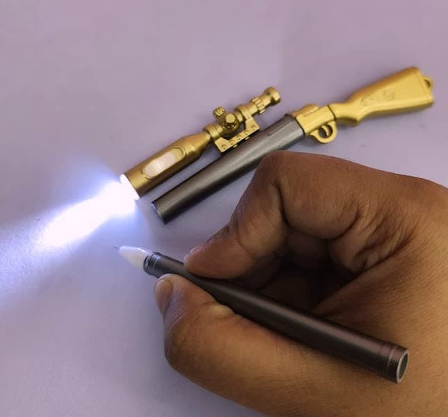TERA 13 Pen for Kids (2 Pcs) - Gun and Gel Stylish LED Pen for School, Stationary Items, Return Gifts, Multicolour.