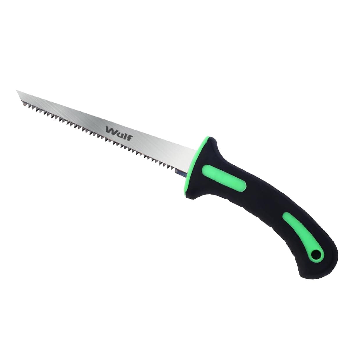 Wulf 6 Inch Jab Saw for Drywall, PVC & Wood | Hand Saw with Hardened Steel Blade | Soft Grip TPR Handle | Sharp Teeth for Fast Cutting | 12 Inch Overall Length (Black & Green)