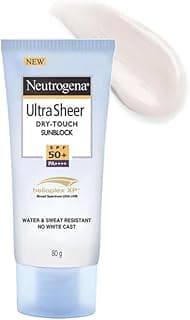Neutrogena Ultrasheer Sunscreen SPF 50+ PA++++, Blue Light Protect, No White Cast, Water Resistant, Ultra Light & Non Sticky, Oily, Dry & Sensitive Skin, For Unisex, 80 Grams