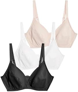 Marks & Spencer 3pk Cotton & Lace Non Wired Full Cup Bras_32C