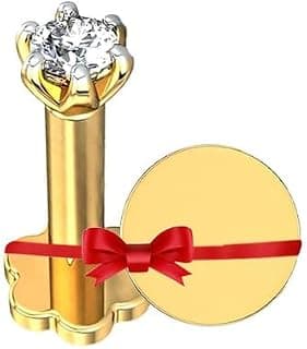 14KT BIS Certified Hallmarked EF VVS Solitaire Diamond Nose-pin with gift box