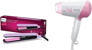 PHILIPS Bhs393/40 Straightener With Silkprotect Technology, Straighten, Curl, Suitable For All Hair Types, Lavender Essential Care Dryer Hp8120 (Pink)