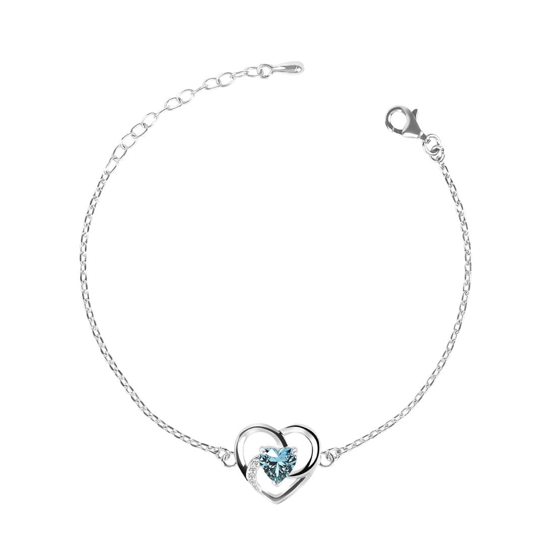 Clara 925 Sterling Silver Olesya Heart Pendant Earrings Chain Bracelet Anklet Ring for Women & Girls| Platinum Plated | Gift for her