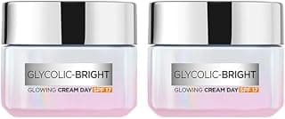 L'Oreal Paris Glycolic Bright Glowing Day Cream, Overnight Brightening Cream, Glycolic Acid in Gel-Like Cream Texture, that Visbily Minimizes Spots & Reveals Glowing skin, 15ml (Pack of 2)