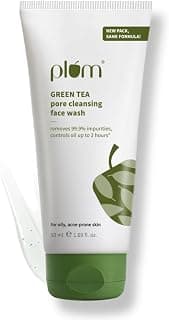 Plum Green Tea Pore Cleansing Face Wash for Oily, Acne Prone, Dry & Combination Skin | with Glycolic Acid | Fight Pimples & Control Excess Oil | Gentle Exfoliating & Non-Drying | Women & Men | 50ml