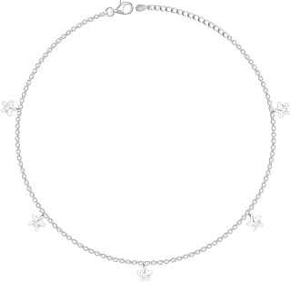 GIVA 925 Silver Star Charmed Anklet,Single | Anklets for Women and Girls | With Certificate of Authenticity and 925 Stamp | 6 Months Warranty