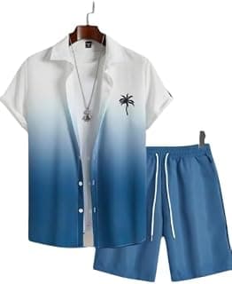 Generic CHAMUNDA Enterprise Men’s Printed Co-Ord Set | Plus Size Casual Shirt & Shorts Set | Nightwear Pajama Suit, Loungewear, Beachwear & Vacation Outfit Design No Shirt-Short Set7-Parent