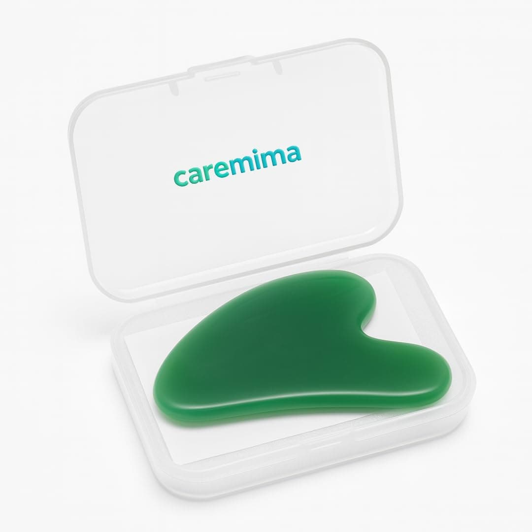 CAREMIMA Authentic Jade Gua Sha Tool | Green Natural Stone for Face & Body Massage | Ergonomic Design for Skincare Application (Green)