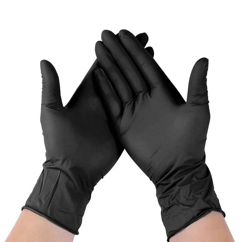 Zepham Powder Free Nitrile Hand Gloves Food Grade, Non Tearable, CE & FDA Approved (Box Of 50 Pieces), Made In Malaysia (Medium) Black