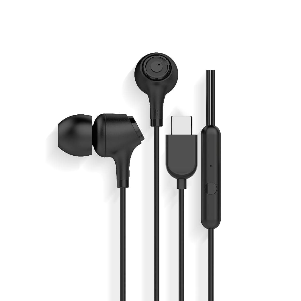 Blaupunkt EM01 NEO Type-C Wired Earphones with Mic, Deep Bass HD Sound, Noise Isolation, in-Ear Mobile Headset for Android Smartphones – Black