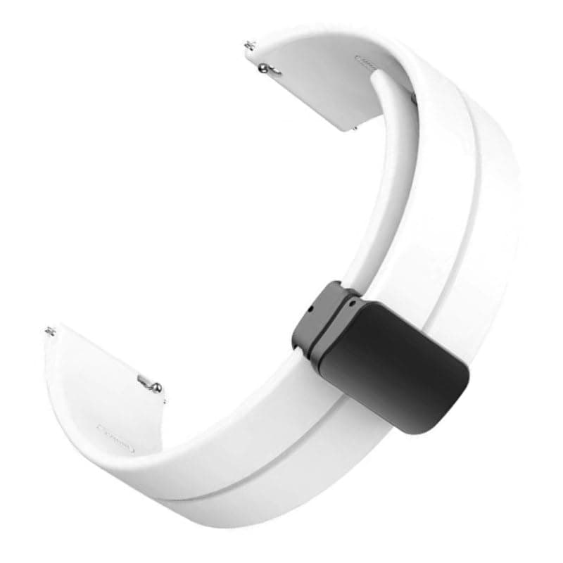 YODI New Edition 20MM Magnetic Buckle Soft Silicone Sport Strap Band For Samsung Galaxy Watch Active 2 40MM/44MM / Realme Fashion, ClassicSmart Watch For Men Women (White)
