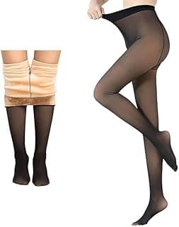 Prixelo Women Skinny Fit Mid Rise Winter Fleece Warm Thermal Leggings Tights Pants (Dual Tone) Multicolor 32