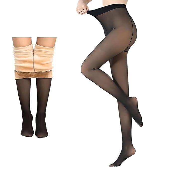 Finalize Stockings for Girls | Dual Tone Winter Warm Thermal Fleece | Thermal Wear for Women Set | Waist Size : 26 to 34 | Stretchable | Upto 0 degre Celsius | 1 Year Warranty of Fabric