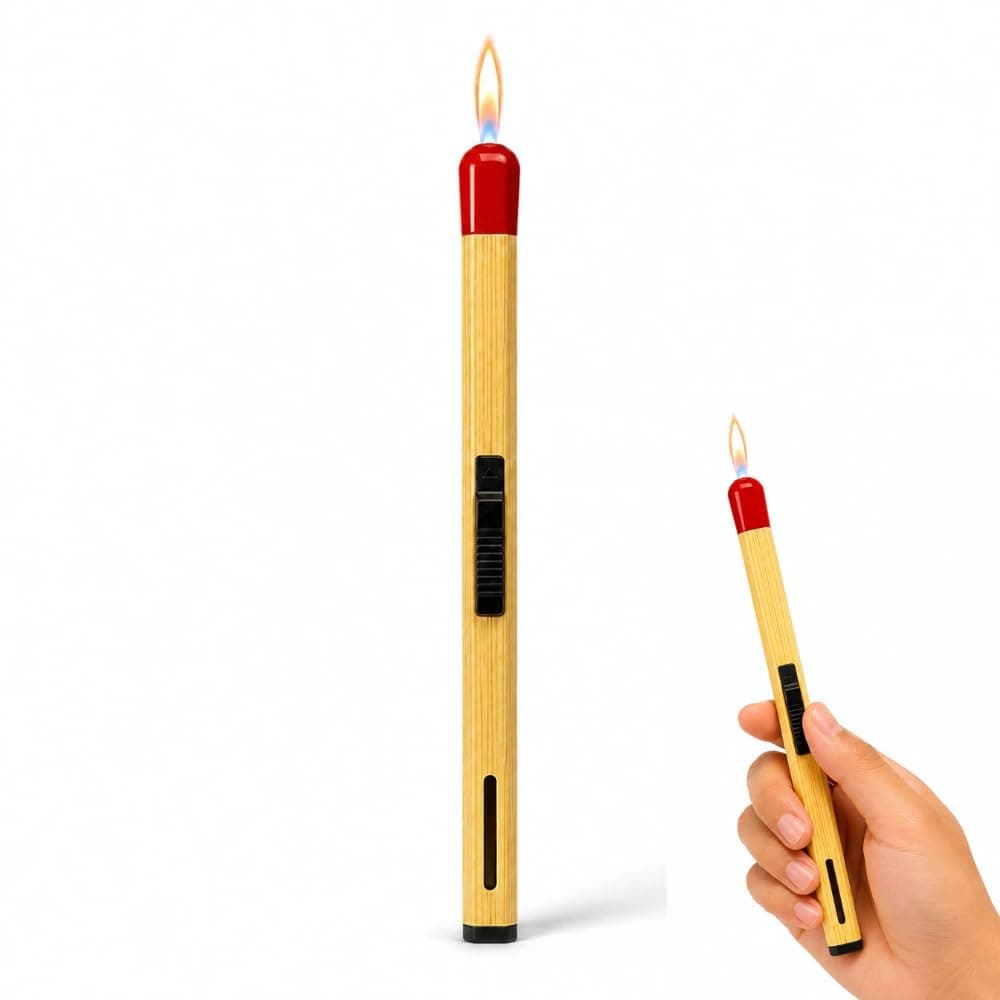 Refillable Match Stick Butane Gas Lighter, Long Handle, Kitchen Lighter, Adjustable Flame