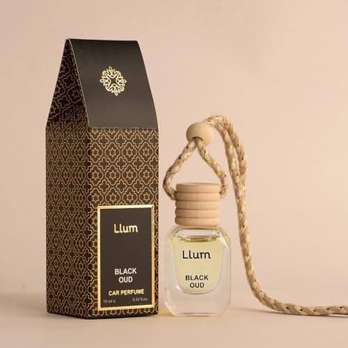 Llum Black Oud Hanging Car Air Freshener (10 ml) - Luxury, Alcohol-Free & Non-Toxic Scent| Premium Interior Perfume Accessory| Fragrance up to 35 Days| with AC Vent Clip