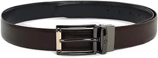 Louis Philippe Men's 100% Italian Leather Dual Tone Zinc Alloy Buckle Formal Reversible Belt