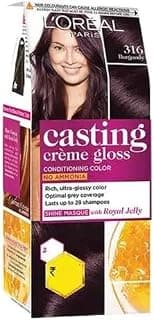 L Oréal Paris Casting Creme Gloss Small Pack Hair Colour Cream, 316 Burgundy, 21g+ 24ml