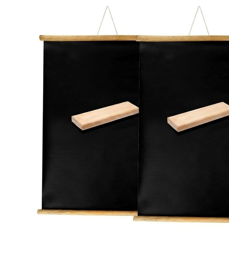 EDUTOP Wall Hanging Wooden Roll-Up Black Board/Chalkboard with Wooden Duster | for Home, Office, School, Kids (18x24 Inch) (S.N. 66B) Set of - 2