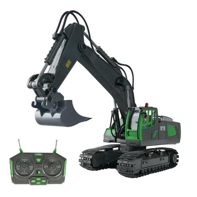 JOYJAY Remote Control Excavator Toy 1:20 With Auto Demo/Lights, 11 Channels Functional Control RC Construction Vehicles For Kids Adults, Multicolor