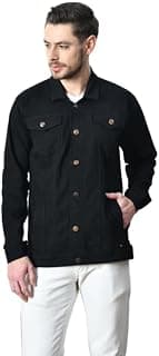 Comfits Regular Fit Black Denim Jacket for Men