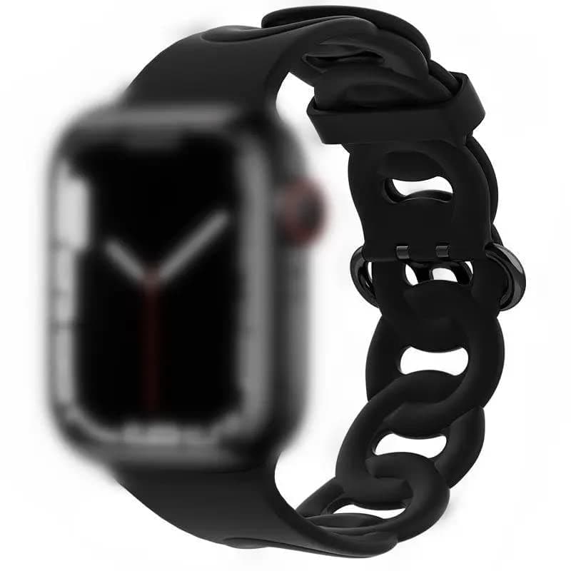 GadgetBite Ring Design Soft Silicone 42mm 44mm Watch Strap Compatible with Series SE/8/7/6/5/4/3/2/1 with Secure Buckle Clasp Look for Women's (Black)