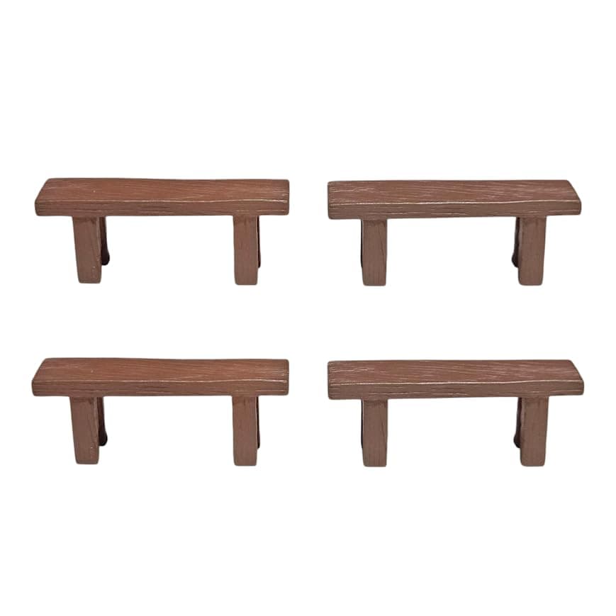 Aruna Decor Miniature Benches Set of 4 Rustic Dollhouse Furniture for Fairy Garden, Terrarium, DIY Craft & Home Decor 4.8 x 1 x 1.6 cm Bench Combo