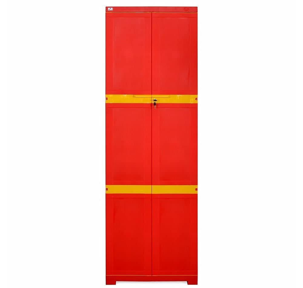 Nilkamal Plastic Mini Large Storage Cabinet (Bright Red and Yellow)