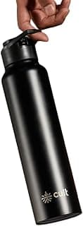 CULT Steel Water Bottle 1 Ltr – Stainless Steel Water Bottle for School Kids, Men & Women | Leakproof Gym Sipper & Metal Fridge Bottle | Insulated 1 Litre Flask for Office & Travel (Black)
