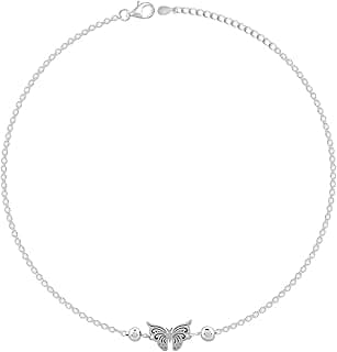 GIVA 925 Silver Gypsy Butterfly Anklet,Single | Anklets for Women and Girls | With Certificate of Authenticity and 925 Stamp | 6 Months Warranty
