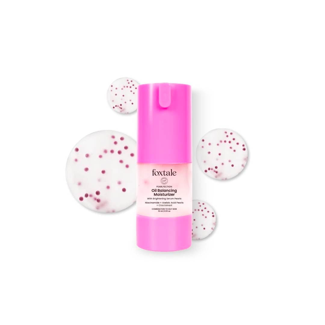 Foxtale Oil-Balancing Gel Face Moisturizer with Niacinamide & Cica | 8hr Oil-Free Glow | Lightweight & Non-Greasy | Reduces Acne & Calms Skin | For Oily & Acne-Prone Skin, 15ml | Men & Women