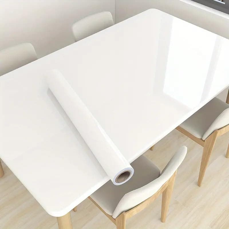 HOMSUN Glossy White Peel and Stick Self Adhesive Removable Wallpaper - Waterproof Countertop Contact Paper for Kitchen Vinyl (12 X 48 Inch)