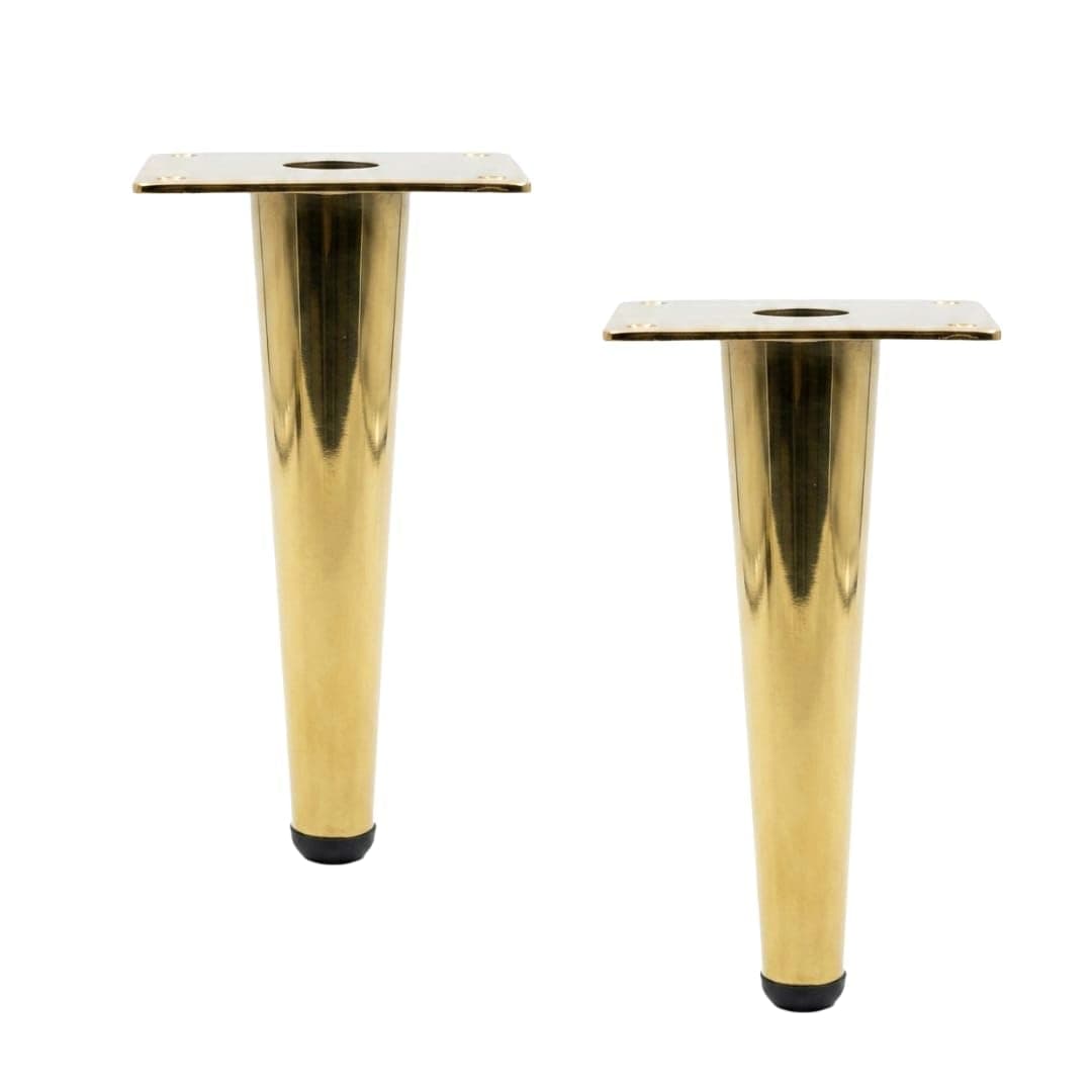 Golden Kulfi Leg, Conical Metal Furniture Leg, Gold Finish, with Mounting Plate Pack of (2, 4 INCH)