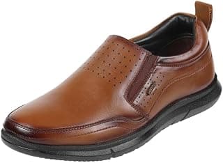Metro Men Leather Perforated Slip-On Formal Shoes