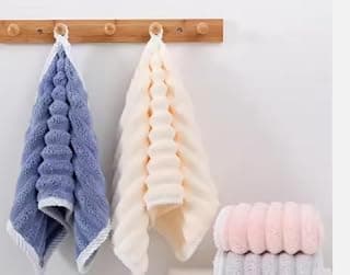 HomeCloud Microfiber Soft & Fuffy Hand Towel 400 GSM with Hanging Loop | Soft, Highly Absorbent & Fast Dry | Perfect for Home, Pool & Gym | (75x35cm) (Linning_Multi, Set of 2)