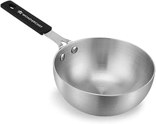 Wonderchef Venice Tri-ply Stainless-Steel Mini Wok Tadka Pan | 650 ml, 14 cm | Cool-Touch Silicone Handle | Warp-Resistant, 100% Food-Grade Material | Compatible with All Cooktops | 1-Year Warranty