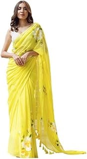 RAJESHWAR FASHION WITH RF Rajeshwar Fashion (Women's Linen Cotton saree with digital floral print and latkan work | casual wear | Linen cotton | flower design | Unstitched blouse |Lotus