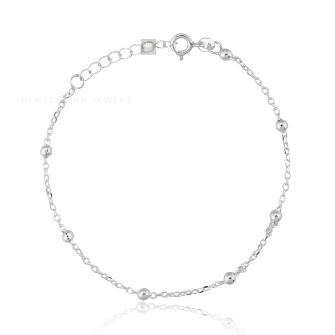 NEMICHAND JEWELS Sterling Silver 925 Silver Thin Minimalist Simple Bracelet for Women & Girls (7 inch + Extension)