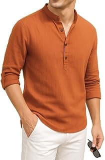 DEELMO Men's Cotton Blend Solid Regular Fit Full Sleeve Short Kurta | Men's Trendy Short Kurta