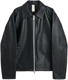 Generic Gigavibe Black Leather Jacket for Men | Collared Zip-Up Classic Style | Crop Fit Racing Sports Bomber Jacket | Regular Fit Jacket for Casual & Biker Wear