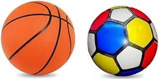 Rubber Basketball and Football Combo Pack for Children, Size 3, Multi Color, 2 Piece Set