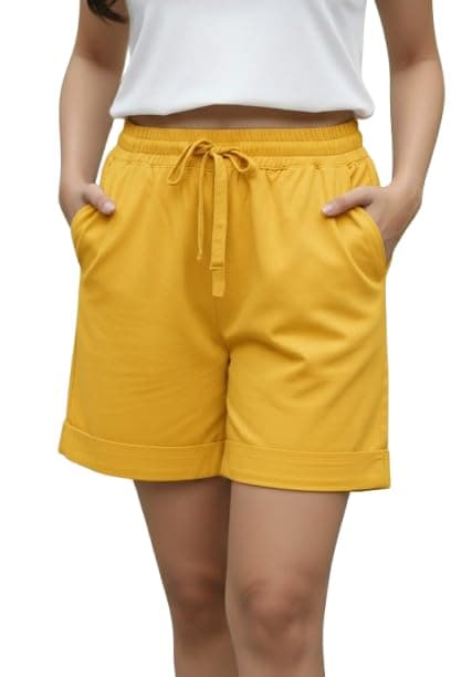 Moirai Women Shorts Cotton Trendy Knee Length Relaxed Fit Bottoms Summer Shorts for Girls & Women Casual Lounge Travel Night Wear