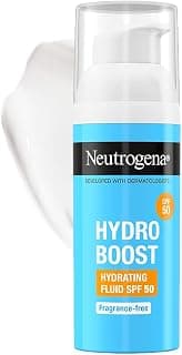 Neutrogena Hydro Boost Face Sunscreen SPF50+ PA++++ | Hyaluronic Acid & Niacinamide | UVA, UVB and Long UVA protection | Oily & Sensitive Skin | Non Greasy & No White Cast | Hydrating Fluid | 50ml