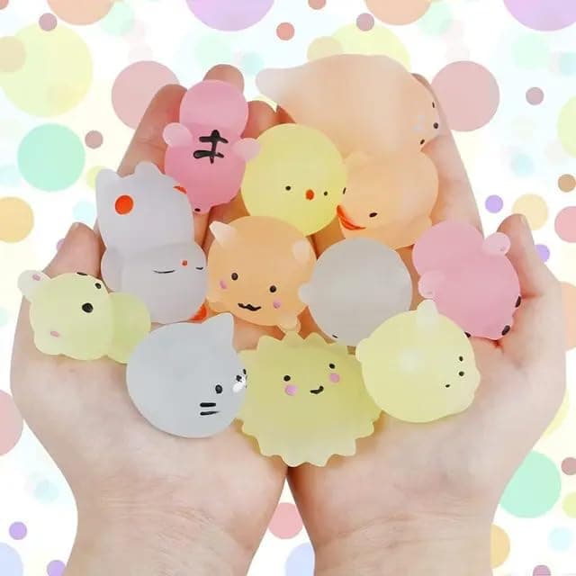 Sawkirp Darshraj Glow in The Dark Mini Squishy Animal Toys, Kawaii Stress Relief Mochi Squishies,, (5 Pieces)