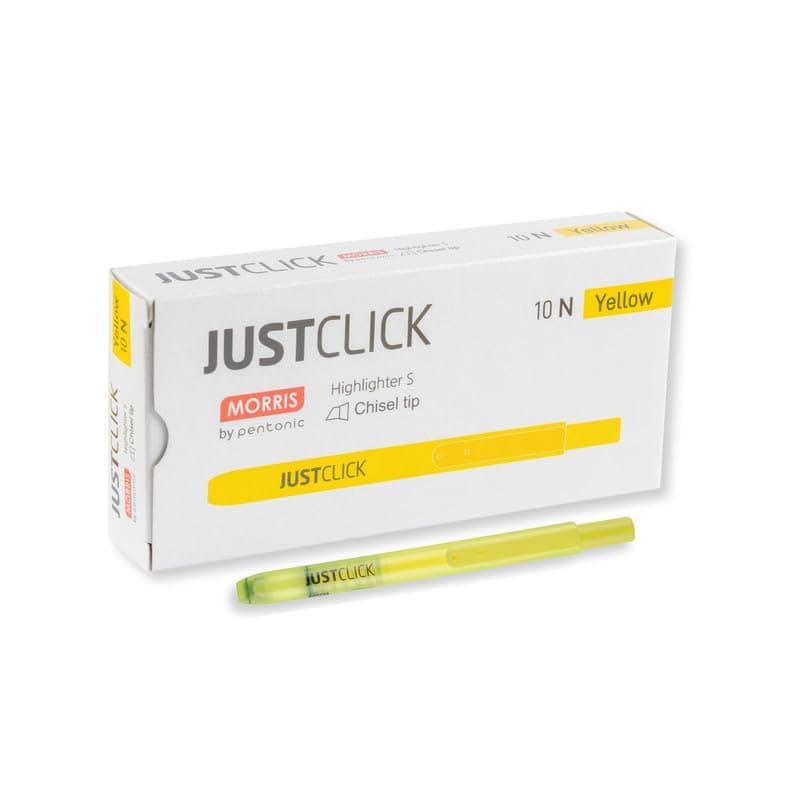 Pentonic Just Click Highlighter, Chisel Tip (Yellow, Pack of 10)