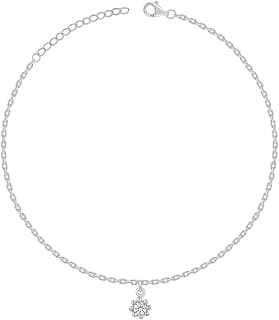 GIVA 925 Silver Glow Linked Chain Anklet,Single | Anklets for Women and Girls | With Certificate of Authenticity and 925 Stamp | 6 Months Warranty