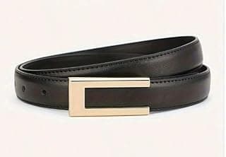 HAPANI FASHION Women’s Slim Leather Belt with Gold Rectangular Buckle Adjustable Waist Design for Dresses Jeans Skirts Outfits