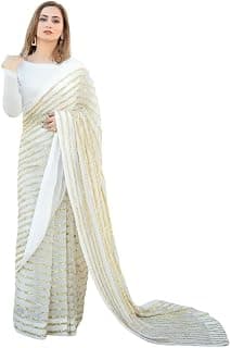 SATVASHIV Women's Georgette Squence Embroidered Saree MF 183-XYZ