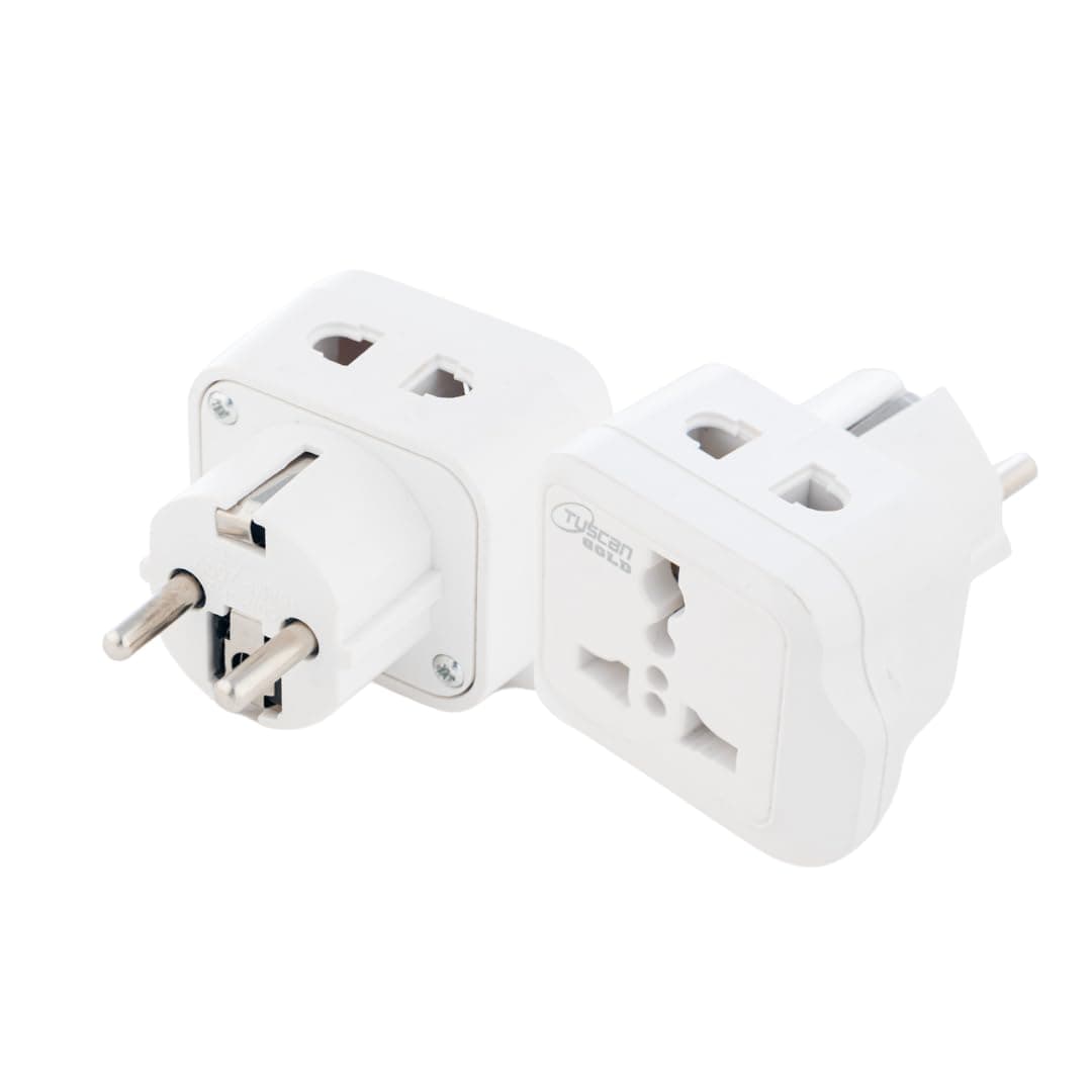 Hiplasst® Type E/F Schuko Converter Plug (Pack of 1) for Europe, France, Germany – Dual Universal Socket | 3-Pin + 2-Pin Multiplug Adapter for Indian Devices | Travel Plug for Europe | Compact & Safe