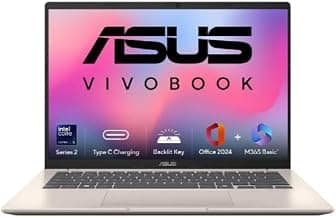ASUS Vivobook 14 (2026),Intel Core Ultra 5 225H, Intel iGPU,16GB RAM,1TB SSD,FHD+,14"(35.5 cm),Windows 11,M365 Basic(1 Year)* Office 2024, Platinum Gold, 1.46 Kg, X1407CA-LY1581WS,Thin & Light Laptop